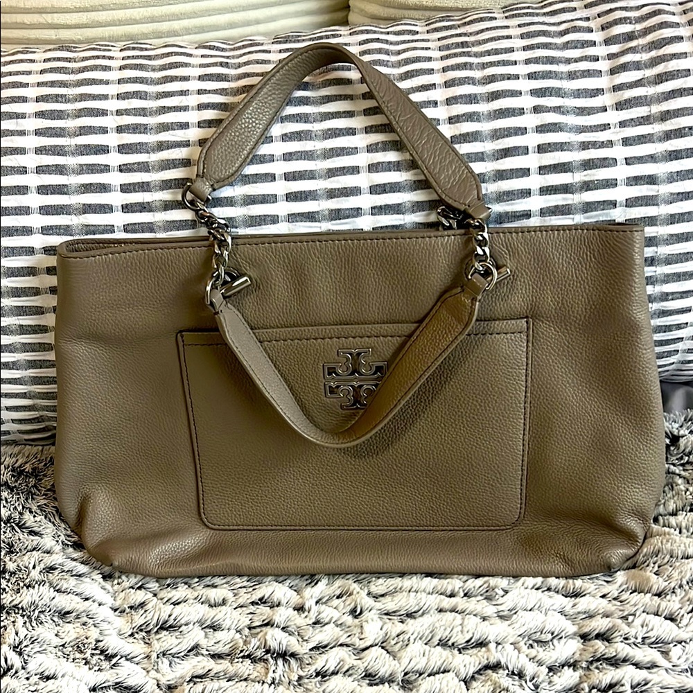 Tory Burch Britten Leather Satchel Tote Bag